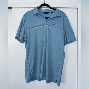 Travis Mathew Light Blue Polo with Stripe Detail